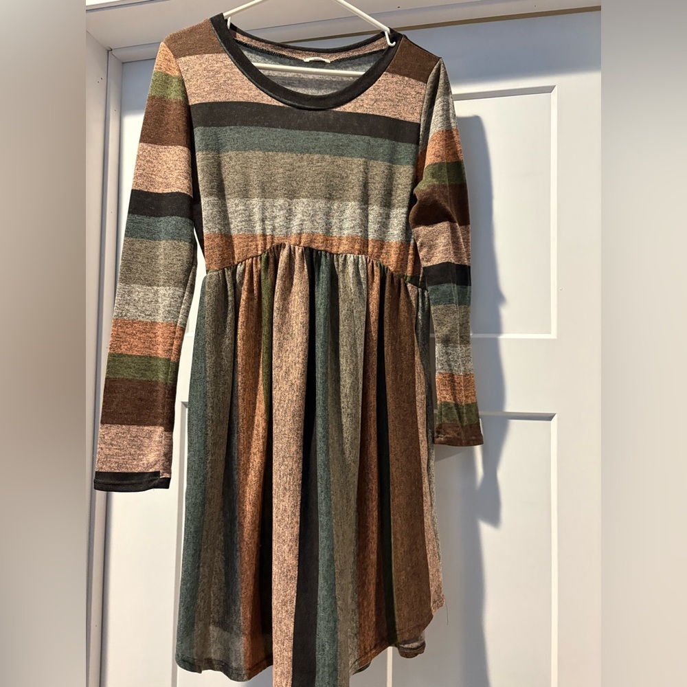 Multicolor Striped Long Sleeve Dress